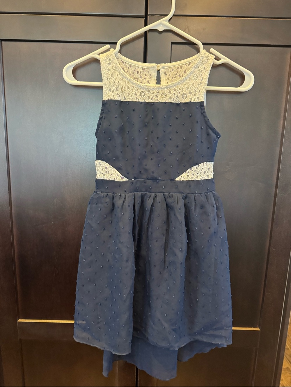 Zunie Navy and Cream Lace Overlay Party Dress